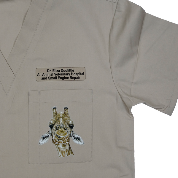 Customizable Medical/Veterinary Scrub Tops with Wildlife Art and Personalization